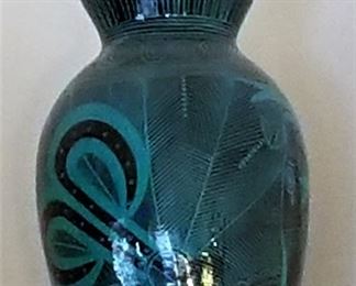 Large turquoise and black vase. Striking piece!
