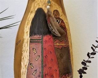 Southwest handpainted gourd. Signed.
