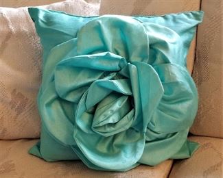 Turquoise flower pillow