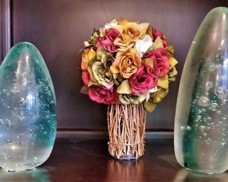 Glass eggs and florals throughout this home.
