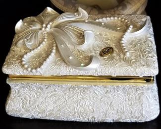 Beautiful and intrigue white decorative jewelry box. Stunning in person! 