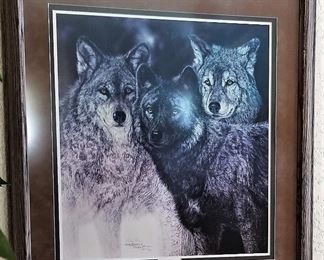 Wolf art. Notice the other wolf right in front of the left wolf.