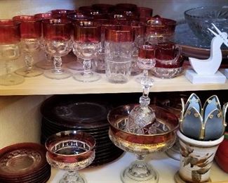 Ruby flash dishes and glassware.