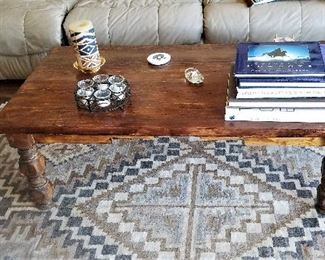 Wooden rustic coffee table.