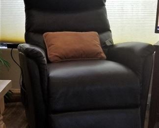 Dark brown electric recliner.