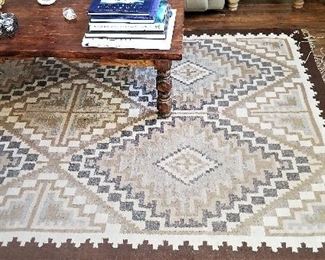 Handspun wool yarn.  As stated on the original tag: Zapotes Indian Weaving.  Artist name is on the tag in the following photo.