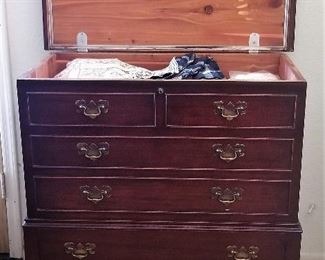 Unusual Lane cedar chest. Top opens and there is a bottom drawer for more storage.