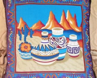 Gorgeous colorful Native American Pottery and mountains pillow