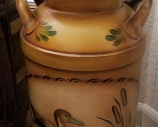 Hand painted with ducks vintage milk can.