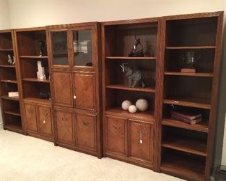 5 shelving units - each sold separately!  2 smaller units 78" x 24", 3 larger units 78" x 32"   Elephant not for sale!