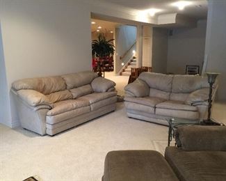 Sealy Leather Couch and Loveseat