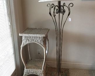 Wicker Table, Floor Lamp