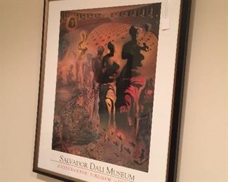 Framed Salvador Dali museum promo art, 30 & 1/2" x 24&& 1/2"