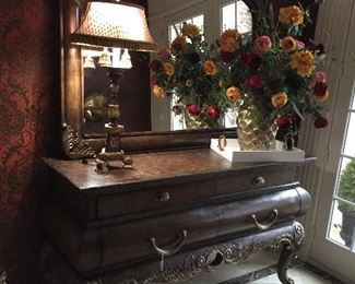 66" x 22" base. Mirror and base sold together.