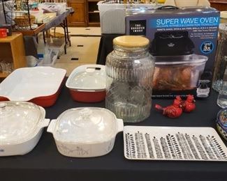 Corning Ware, small kitchen appliances, pretty serving pieces, Super Wave Oven