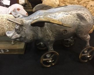Flying pig coin bank - cast aluminum with bronze!