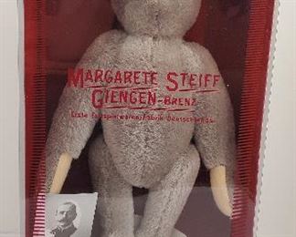 Steiff grey teddy bear toy in box