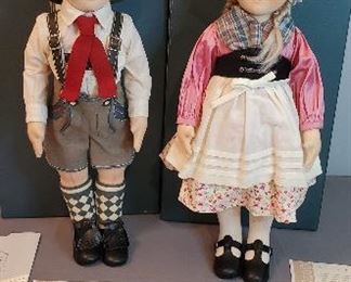 R John Wright Steiff Kinder Felt Pair Dolls MIB