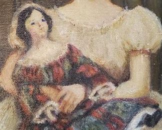 oil painting of girl with china doll