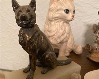 Dog Bookends on Marble base 