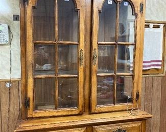 Vintage Solid Maple China Cabinet about 40" wide (would look great with a fabulous color on it) 