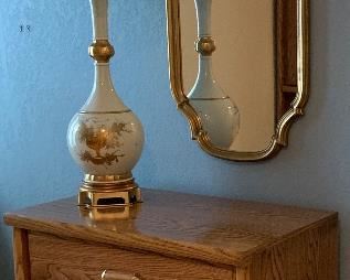 Dresser, Vintage Mirror, Vintage Lamp