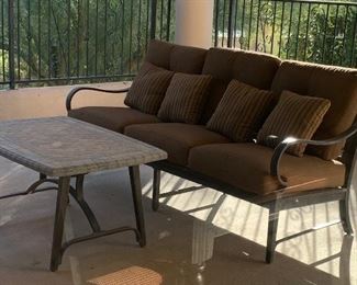 Patio Sofa, Tile Top Table 