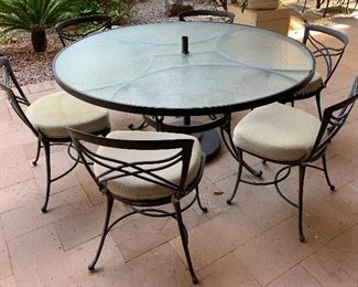 Patio Brown Jordan  Dining Table Glass Top w 6 Chairs 