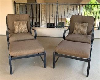 Patio Arm Chairs w Ottomans