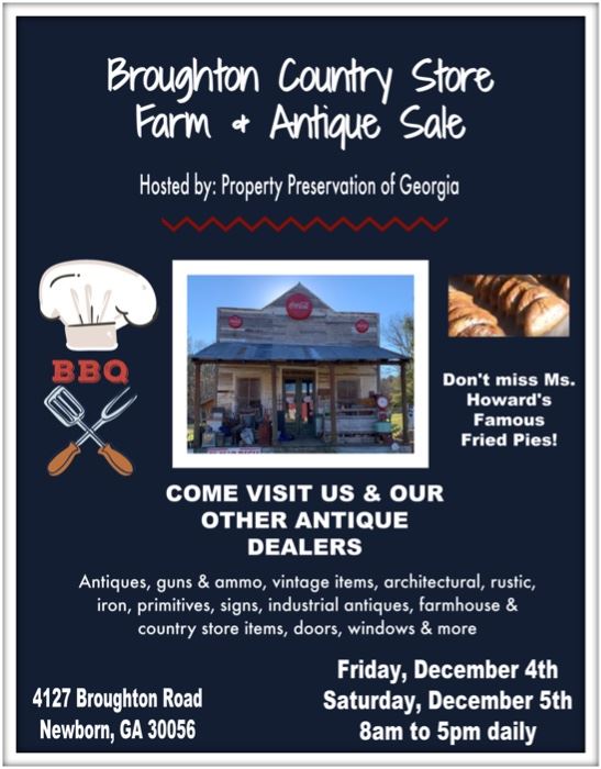 ANNUAL BROUGHTON ANTIQUE SHOW in Newborn, GA starts on 12/4/2020