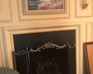 Brass fireplace screen