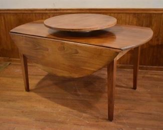 Bench made drop sides table with lazy susan