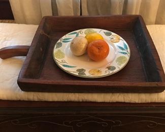 Very old, primitive, hand carved bread bowl with handle!