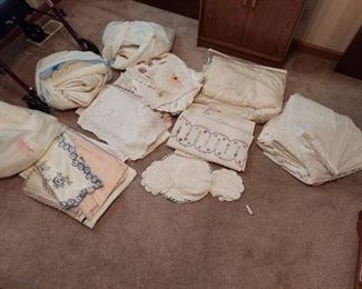 Assorted Linens - Tablecloths and Doilies
