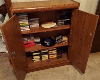 Media Cabinet and Bookcase with Contents