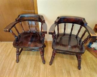 2 Wood Arm Chairs