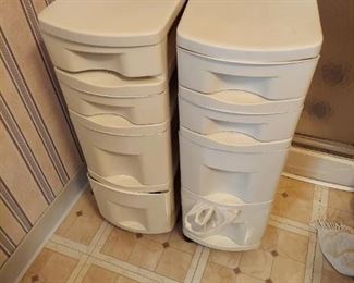 2 Storage Drawers on Wheels with Contents