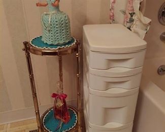 Storage Drawers and Brass / Glass Table