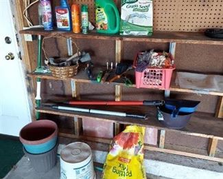 Assorted Garden Tools and Planters