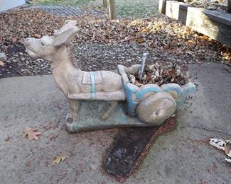 Concrete Donkey and Cart Planter