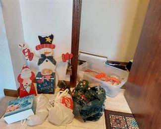Contents of Front Closet - Christmas Decor, Brooms and Vases / Planters