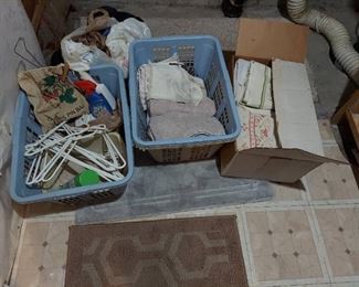 Box of Towels and Laundry Baskets