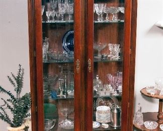 China cabinet with some Waterford crystal