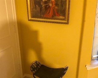 Antique Oscar Bach Style Iron Stool, Art