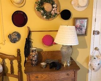 Wash Table, Women's Vintage Hats, Lamp