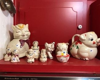 Ceramic Cookie Jar, Pitchers, Salt and Peppers