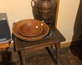 Small Table, Primative bowls