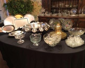 Aluminum pieces, Kensington punch bowl, Glassware, etc.