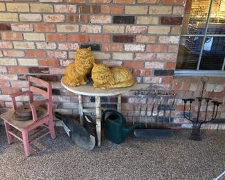 Table, Chair, Ceramic Cats