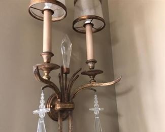 Crystal & iron sconces -pair - FINE ART LAMPS cost $1200 each - about 4' tall